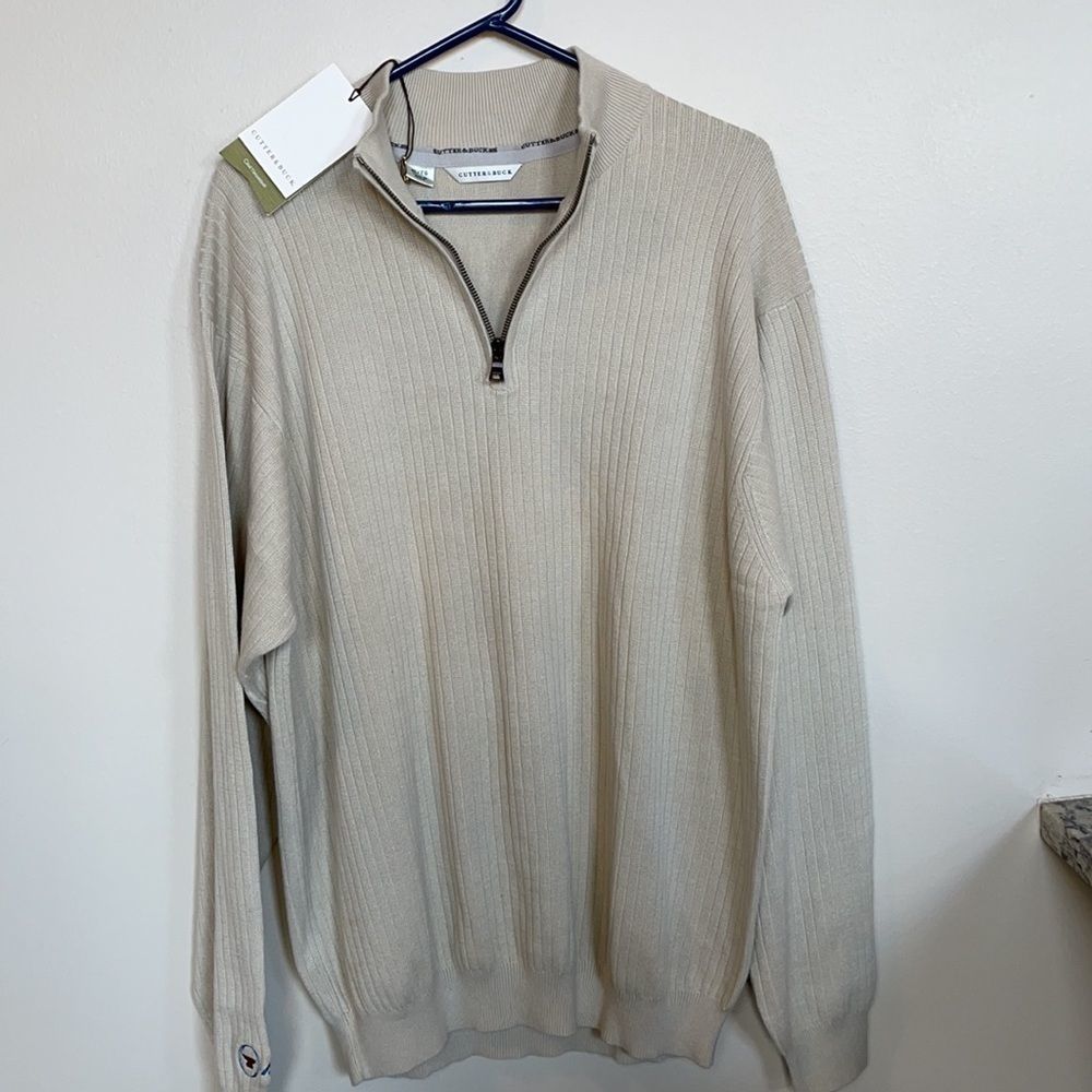 Cutter & Buck Ribbed Pullover 1/4 Zip up Sweater 100% cotton - Picture 8 of 11